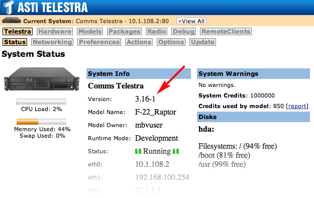 Telestra web interface Screen