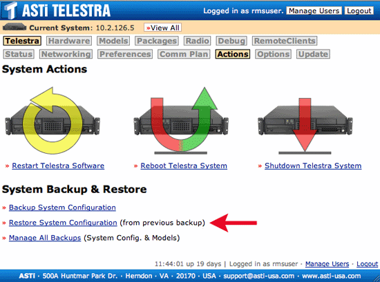 Telestra web interface screen capture