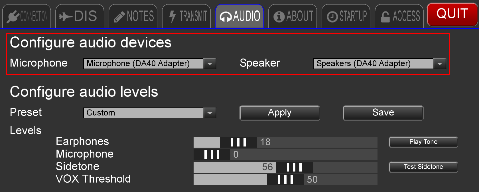Voisus Client App Audio Devices