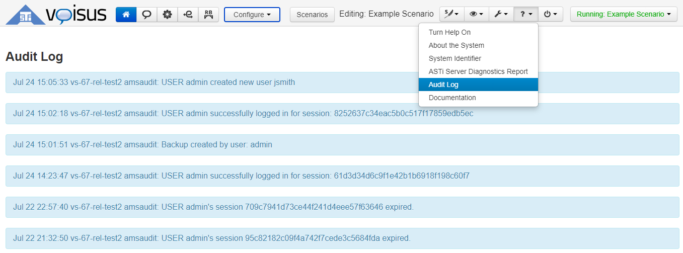 Audit Log page