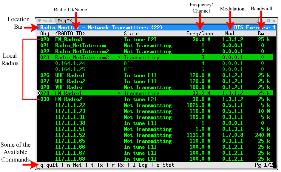 Transmitters Page screen