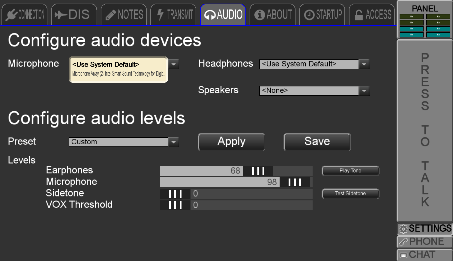 Voisus Client App Audio Devices